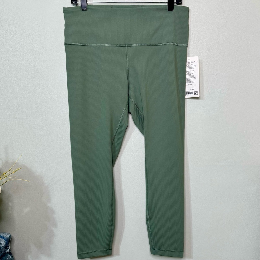 Lululemon Wunder Train Ribbed High Rise Tight Leggings Grey Eucalyptus 12 14 NWT - Picture 5 of 12